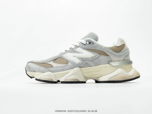 New Balance 9060 Grey Suede Mesh Sneakers