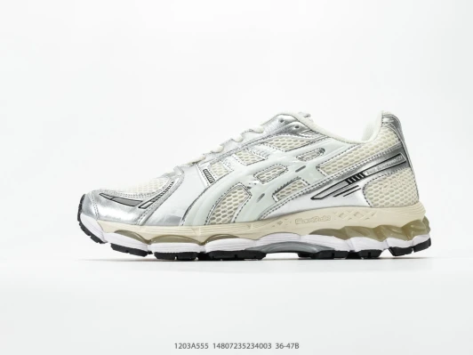 Asics Running Shoes Silver Mesh Lace-Up Athletic Sneakers 123A827