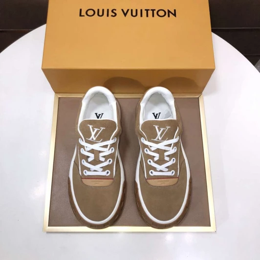 Louis Vuitton Suede Sneakers Brown White LV Logo