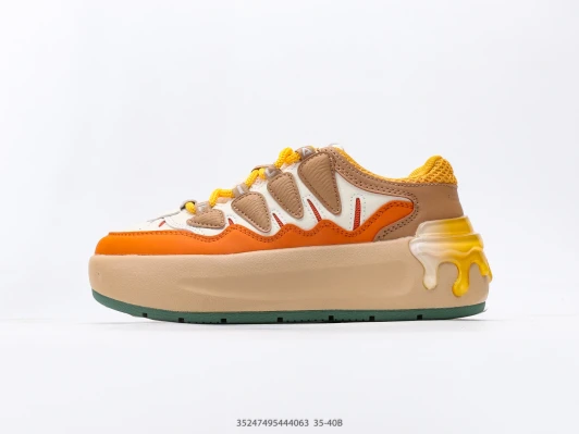 Platform Sneakers Orange White Yellow Leather Chunky Sole CJ9977-103