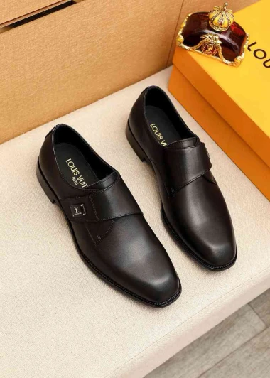 Louis Vuitton Black Leather Monk Strap Dress Shoes