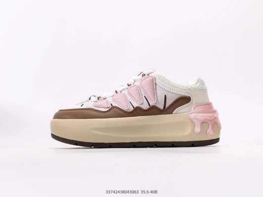 Fila Sneakers White Pink Brown Leather Chunky Sole With Drip Detail KJ5990