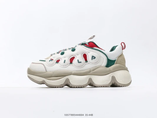 Fila Chunky Sneakers White Red Green Leather Rubber