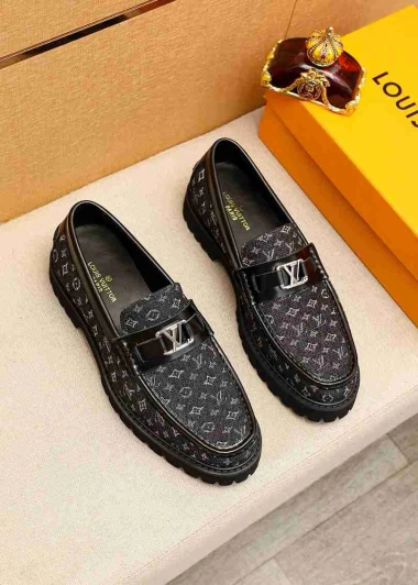Louis Vuitton Loafers Black Monogram Canvas Silver Buckle Louis Vuitton Loafers Black Monogram Canvas Silver Buckle
