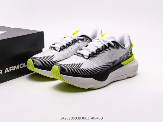 Under Armour Running Shoes White Black Neon Green HOVR