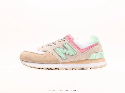 New Balance 574 Sneakers Beige Pink Mint Suede