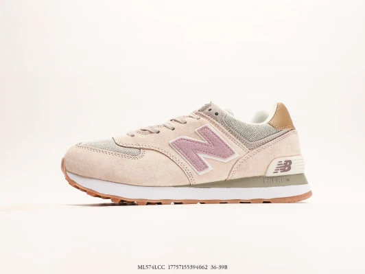 New Balance 574 Sneakers Pink Suede Mesh Lace-Up