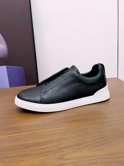 Zegna Leather Slip-On Sneakers Black 7 Zegna Leather Slip-On Sneakers Black 7