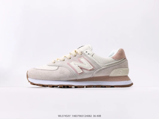 New Balance 574 Sneakers Beige Pink Suede Leather WL574SAY
