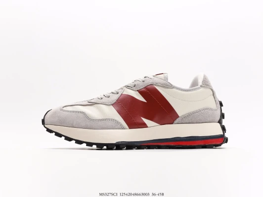 New Balance 327 Cream Red Suede Nylon Sneakers MS327C1