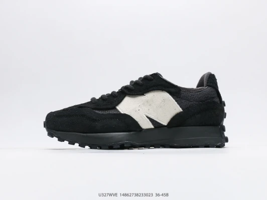 New Balance 327 Sneakers Black Suede Off-White Panel