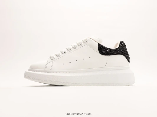 Alexander McQueen Sneakers White Embellished Heel Leather Trainers