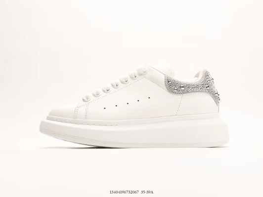 Alexander McQueen Oversized Sneaker White Leather Embellished Heel