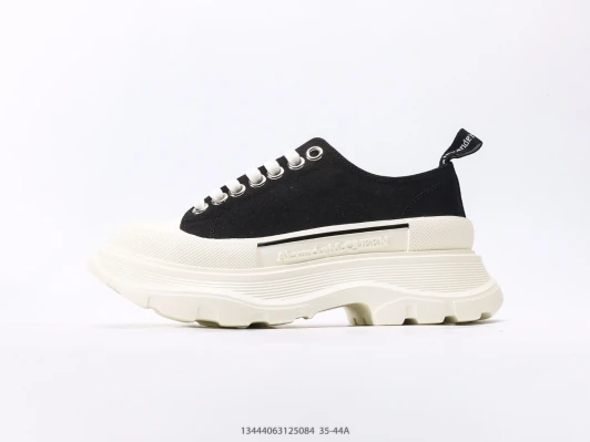 Alexander McQueen Sneakers Black Canvas Platform Chunky Sole