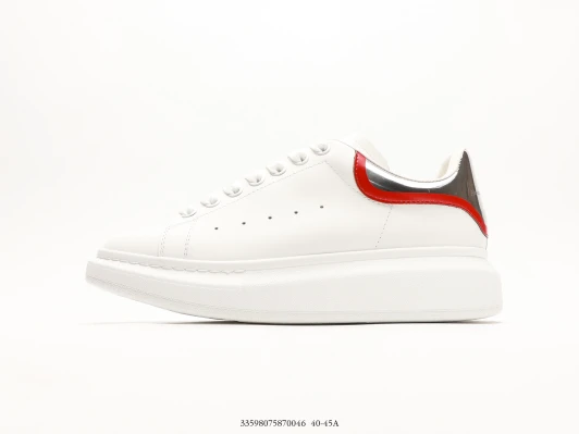 Alexander McQueen Sneakers White Leather Red Silver Heel Tab