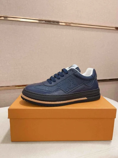 Louis Vuitton Sneakers Blue Leather Textured