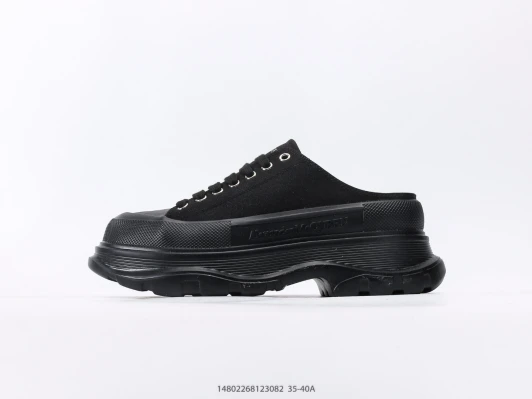 Alexander McQueen Mules Black Canvas Platform Sneakers DM1602-1164