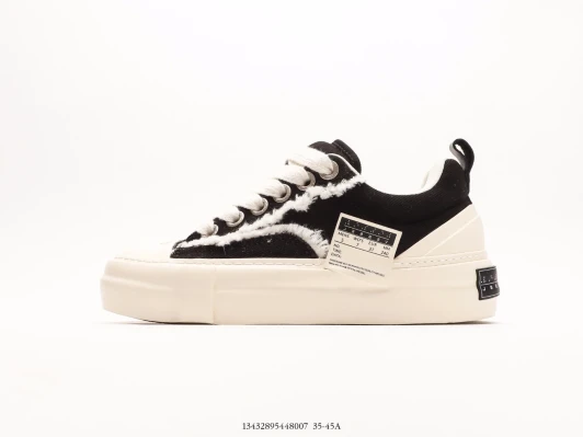xVESSEL Canvas Sneakers Black White Trim Round Toe Lace Up BQ3378-1002