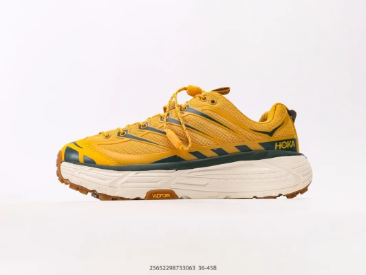 Hoka Trail Running Shoes Yellow Mesh Vibram Sole DJ0950-1014