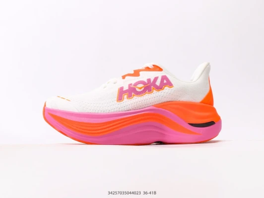 Hoka Running Shoes White Pink Orange Mesh Low-Top DV3464-0024
