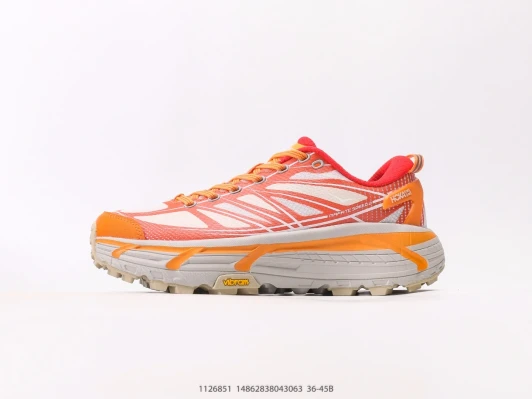 Hoka Running Shoes Orange White Mesh Lightweight