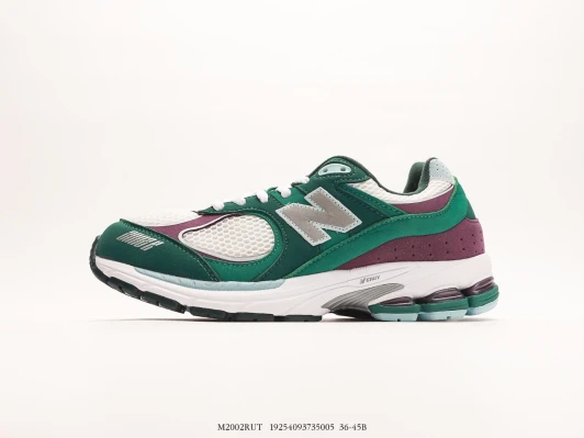 New Balance Sneakers Green Suede Mesh Burgundy Accents M2002RUT
