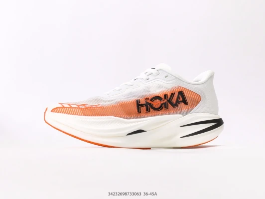 Hoka Running Shoes White Orange Mesh Breathable DJ0950-1204