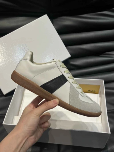 Maison Margiela Sneakers White Grey Black Suede Leather