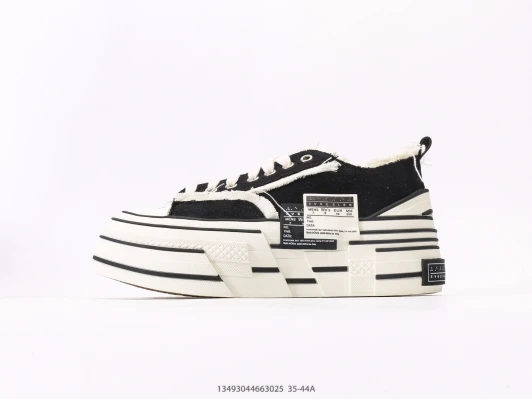 xVESSEL Canvas Platform Sneakers Black White Textured Sole CI1173-4005