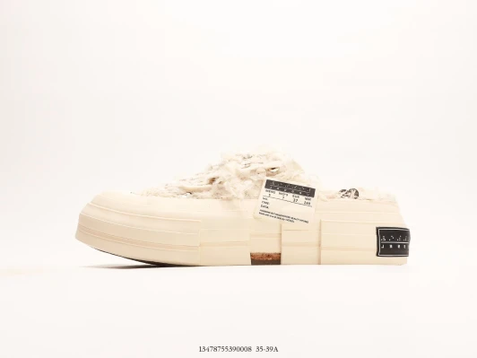 xVESSEL Canvas Furry Slip-On Shoes Cream BV0074-6002