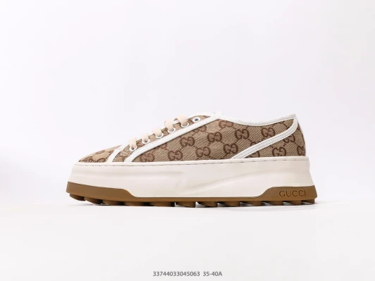 Gucci Canvas Platform Sneakers Beige Brown CI0919-1002