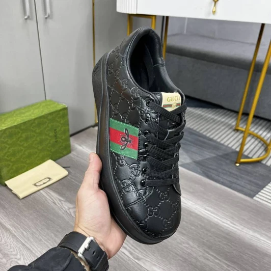 Gucci Sneakers Black Embossed GG Monogram Bee