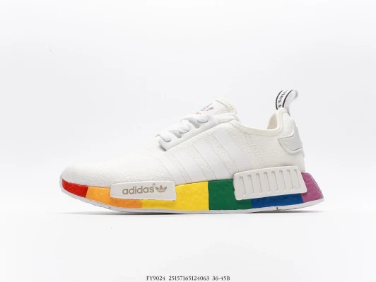 Adidas NMD R1 White Rainbow Pride Sneakers FY9024