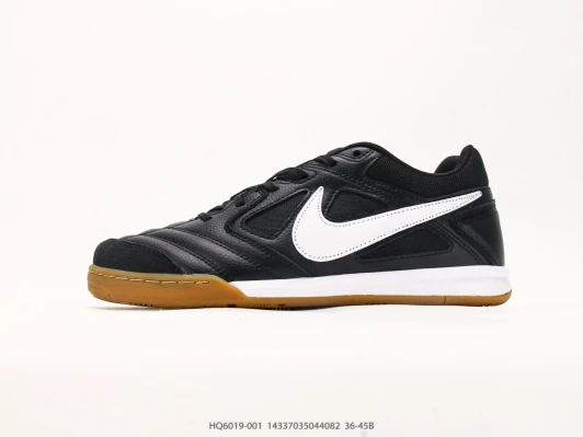 Nike Indoor Soccer Shoes Black Leather Gum Sole HQ6019-001