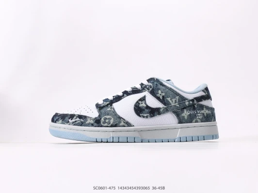 Nike Dunk Low Denim Monogram Sneakers White Blue SC0601-475
