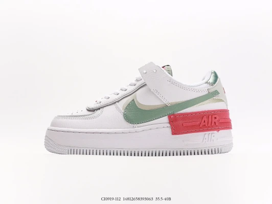 Nike Air Force 1 Shadow White Green Pink Leather Sneakers CI0919-112