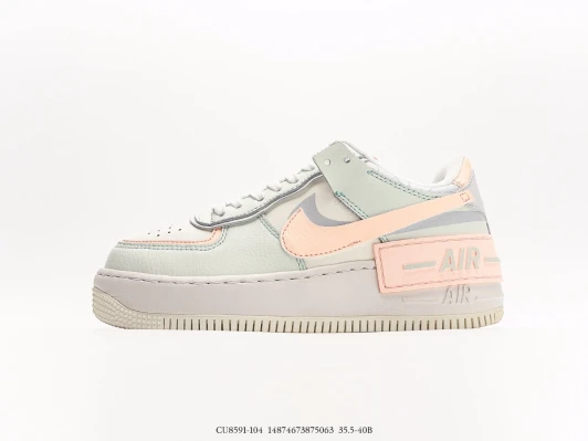 Nike Air Force 1 Shadow Pale Coral Mint Leather Sneakers CU8591