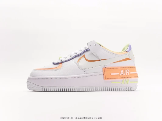 Nike Air Force 1 Shadow White Orange Pastel Leather Sneakers
