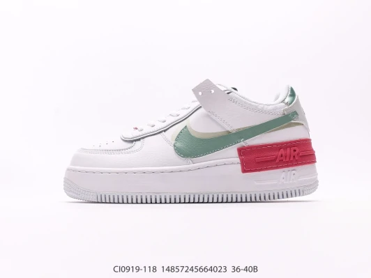 Nike Air Force 1 Shadow White Mint Green Leather Platform Sneakers