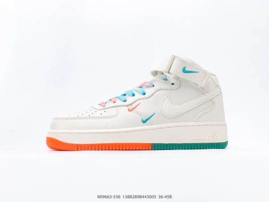 Nike Air Force 1 Mid White Leather Mid-Top Sneakers MI9663-536