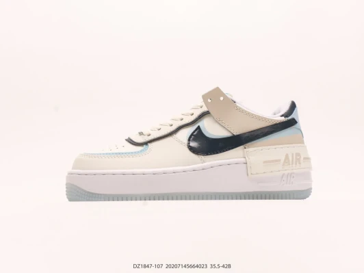 Nike Air Force 1 Shadow Sneakers Beige Navy Light Blue DZ1847-107