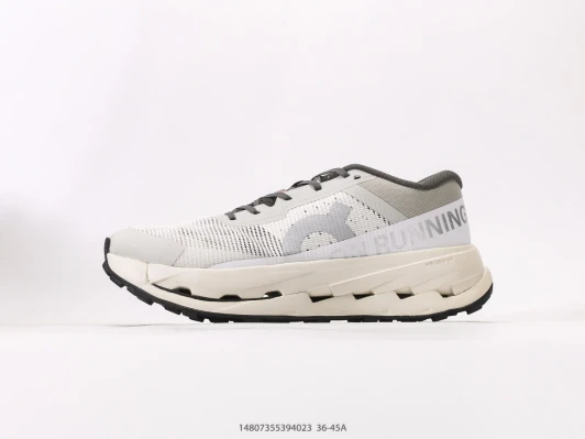 On Running Shoes White Grey Mesh Lightweight
