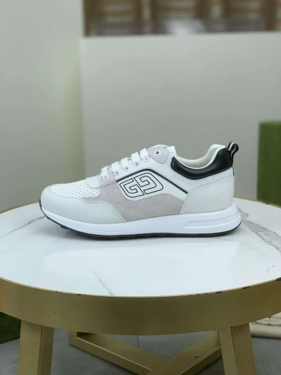 Gucci Sneakers White Leather Suede Logo