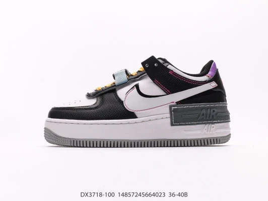 Nike Air Force 1 Shadow White Black Purple Sneakers DX3718-100