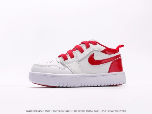 Nike Jordan 1 Low White Red Leather Sneakers