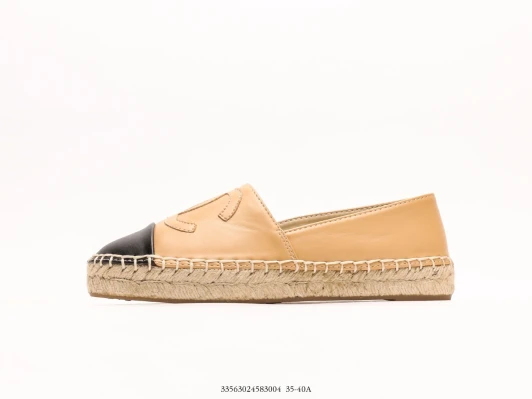 Chanel Espadrilles Beige Leather Cap Toe DM1602-101