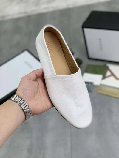 Gucci White Leather Loafers