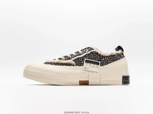xVESSEL Low Top Sneakers Cream Multi-Colour Textile Chunky Sole FZ3055-0033