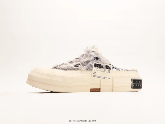 xVESSEL Mules Furry Moccasins Cream Fuzzy Slip-On BV0074-2003