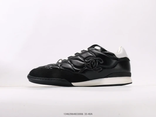 Chanel Sneakers Black Quilted Leather Lace-up Style